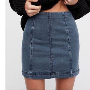 Free People Modern Femme Denim Mini Skirt women’s size 12 preppy stretch